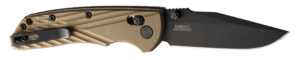 Hogue Deka 3.25″ Folding Clip Point Plain Black Cerakote CPM MagnaCut SS Blade FDE Crosshatch Textured GRN Handle Includes Pocket Clip Hogue Deka 3.25″ Folding Clip Point Plain Black Cerakote CPM MagnaCut SS Blade FDE Crosshatch Textured GRN Handle Includes Pocket Clip