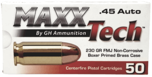 MaxxTech PTGB45B Brass Pistol 45 ACP 230 gr Full Metal Jacket 50rd Box MaxxTech PTGB45B Brass Pistol 45 ACP 230 gr Full Metal Jacket 50rd Box