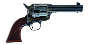 Cimarron AR410 Arizona Ranger  45 Colt (LC) 6 Shot  4.75″ Blue w/Engraved “Arizona Ranger” Steel Barrel  Blued Cylinder  Color Case Hardened Steel Frame  Checkered Walnut Grip  Exposed Hammer