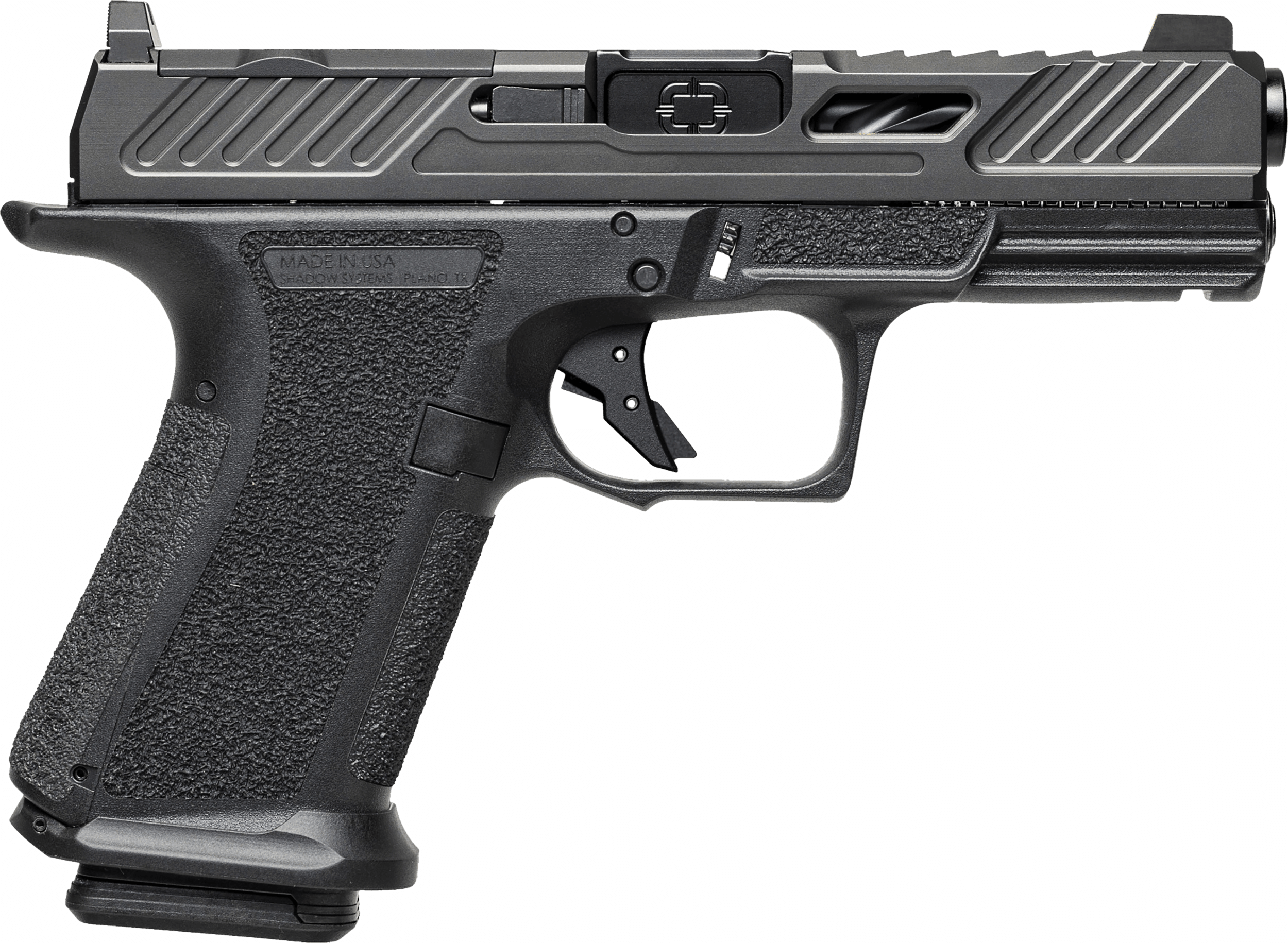 Shadow Systems SS1012 MR920 Elite Compact 9mm Luger 15+1 4 Black Nitride Match Grade/Spiral Fluted Barrel Black Nitride Optic Cut/Serrated/Window Cut Stainless Steel Slide Black Polymer Frame w/Beavertail & Picatinny Rail"