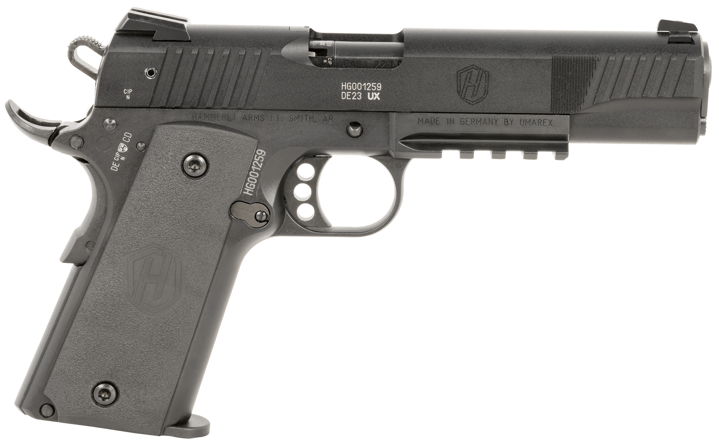 Hammerli Arms 5170500 Forge H1 Full Size 22 LR 12+1 5″ Matte Black Steel Threaded Barrel Black Cerakote Serrated Slide Black Aluminum Frame w/Beavertail Black Polymer Grip Hammerli Arms 5170500 Forge H1 Full Size 22 LR 12+1 5″ Matte Black Steel Threaded Barrel Black Cerakote Serrated Slide Black Aluminum Frame w/Beavertail Black Polymer Grip