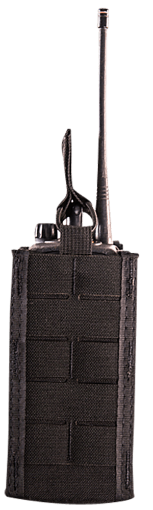 High Speed Gear 41RD00BK TACO Duty Radio Holder  Black Nylon with MOLLE Exterior & Bungee Pull Tongue  Fits MOLLE & 2″ Belt