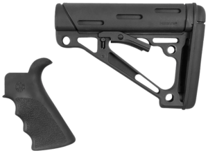 Hogue 15055 OverMolded Combo Kit Black Synthetic with Rubber Overmold Collapsible Stock Beavertail Grip with Finger Grooves Fits Commercial Buffer Tube (Tube Not Included) Hogue 15055 OverMolded Combo Kit Black Synthetic with Rubber Overmold Collapsible Stock Beavertail Grip with Finger Grooves Fits Commercial Buffer Tube (Tube Not Included)
