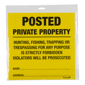 ALLEN 15824 POSTED NO TRESPASSING SIGN 12 PK