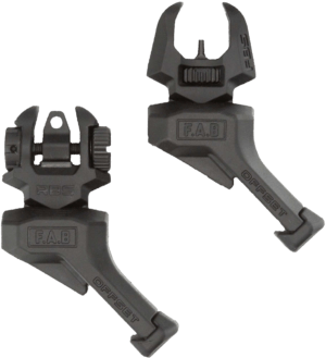 FAB Defense FXFRBSOSB Front and rear Set of Offset Flip-Up Sights  Black