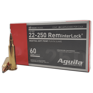 Aguila 8338AG 22-250Rem 60gr InterLock Boat Tail Soft Point 20 Per Box/10 Case