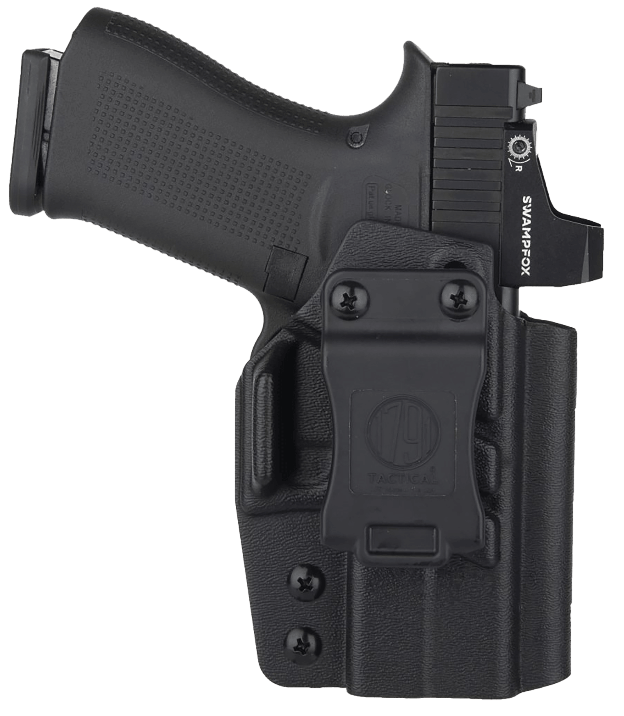 1791 Gunleather TACIWBG43XMOSBLKR Tactical IWB Black Kydex Compatible w/ Glock 43X MOS Belt Clip Right Hand
