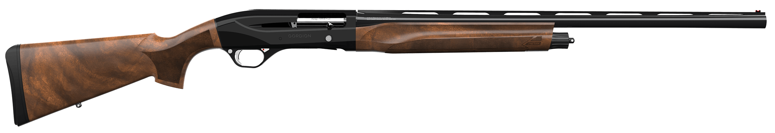 Retay USA GORPLBLK28 Gordion Upland Inertia Plus 12 Gauge 4+1 (2.75") 3" 28" Deep Bore Drilled Barrel Polished Black Anodized Finish Oiled Walnut Stock w/Integrated Sling Swivel Mount TruGlo Red Fiber Optic Front Sight