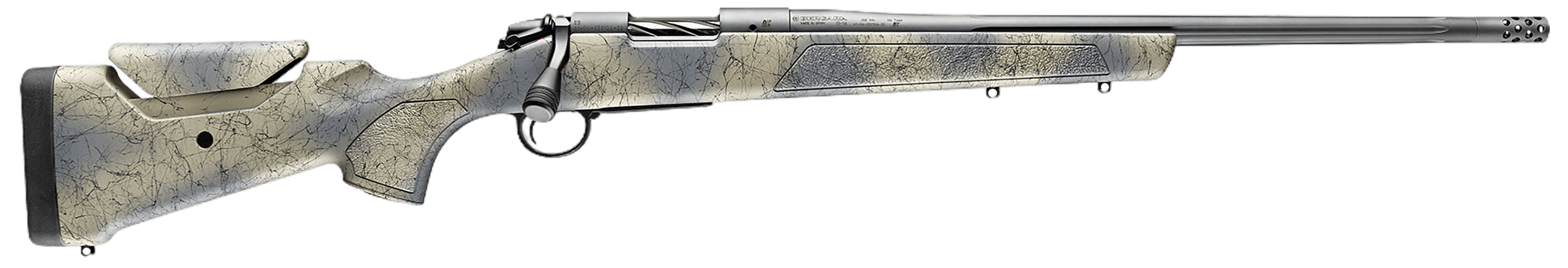 Bergara Rifles B14S805 B-14 Wilderness Sierra 6 Creedmoor 4+1 20" Sniper Gray Cerakote #5 Fluted Threaded Barrel Sniper Gray Cerakote Steel Receiver Wilderness Camo w/Black Webbing Fixed w/SoftTouch Synthetic Stock
