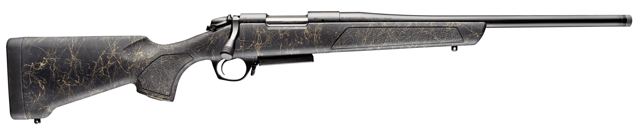 Bergara Rifles B14S901 B-14 Stoke Compact 308 Win 4+1 20" Graphite Black Cerakote Contour Threaded Barrel Graphite Black Cerakote Drilled & Tapped Stainless Steel Receiver Fixed Sporter w/SoftTouch Black Webbed Tan Synthetic Stock