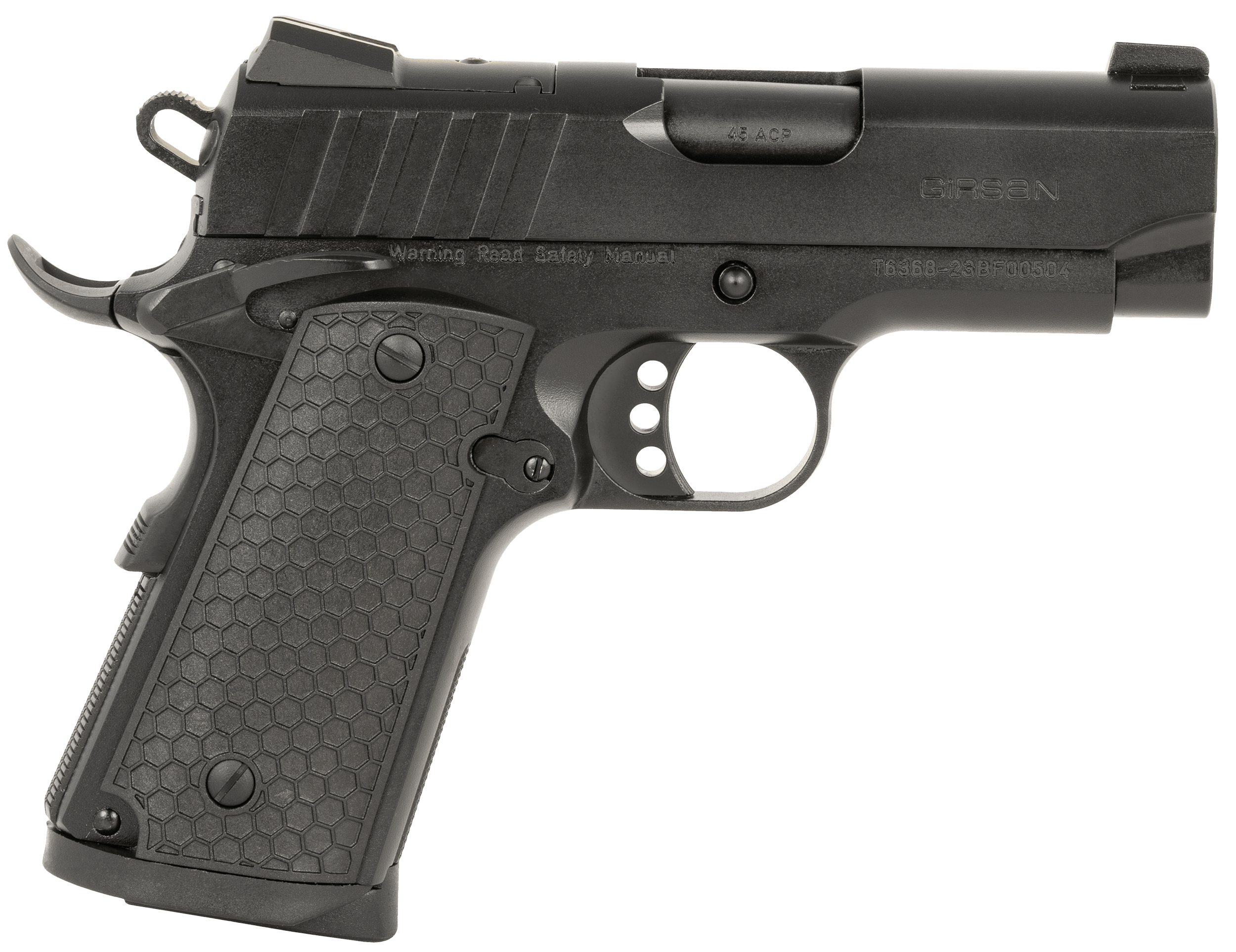 EAA GIRSAN 391041 MC1911 SC Influencer Sub-Compact 45 ACP 6+1 3.40" Blued Steel Barrel Black Cerakote Optic Ready/Serrated Steel Slide & Frame w/Picatinny Rail & Beavertail Gray Polymer Grip