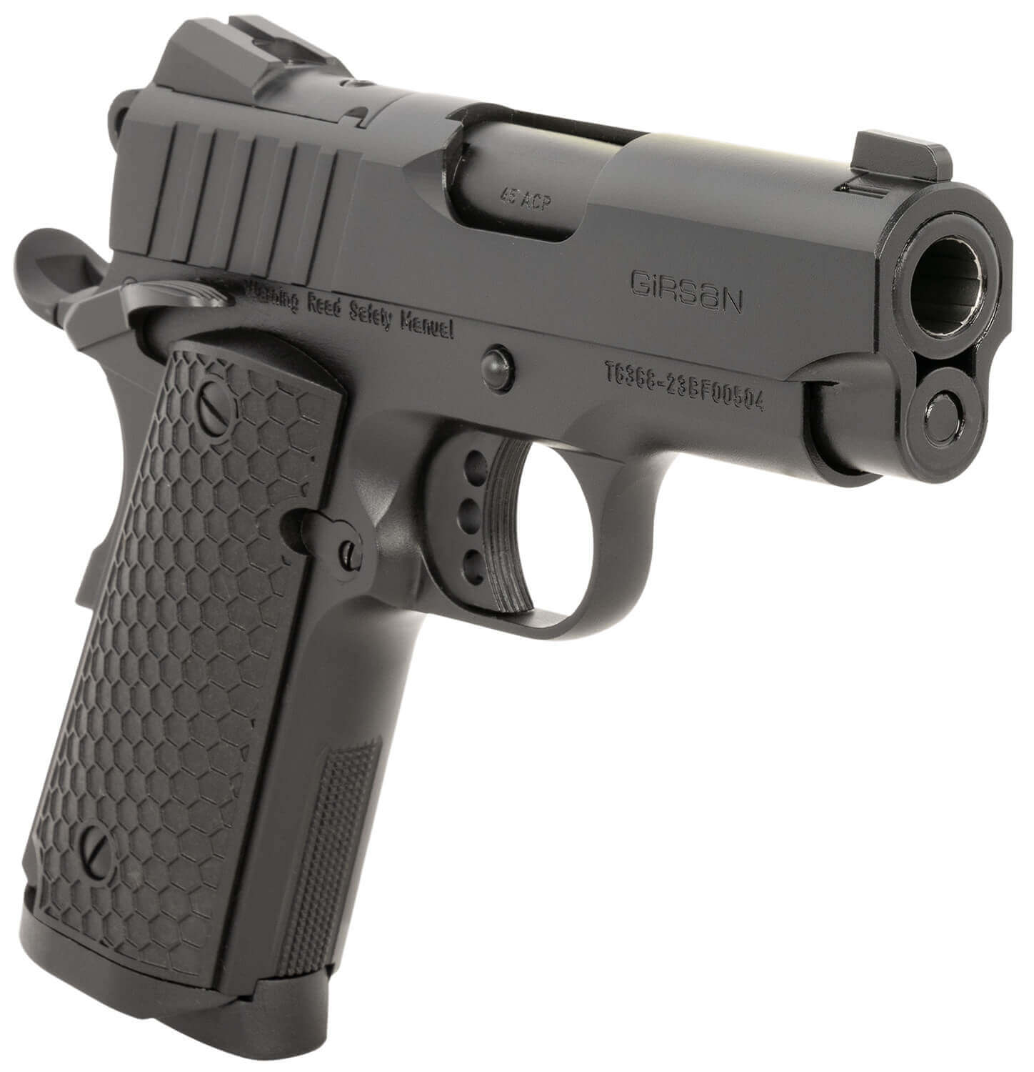 EAA GIRSAN 391041 MC1911 SC Influencer Sub-Compact 45 ACP 6+1 3.40" Blued Steel Barrel Black Cerakote Optic Ready/Serrated Steel Slide & Frame w/Picatinny Rail & Beavertail Gray Polymer Grip - Image 3