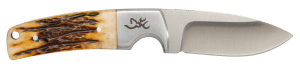 Browning 3220509B Buckmark Hunter 3" Fixed Drop Point Plain 8Cr13MoV SS Blade Brown Jigged Ox Bone Handle Box