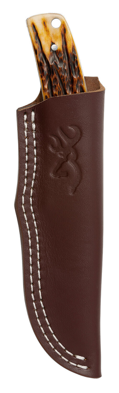 Browning 3220509B Buckmark Hunter 3" Fixed Drop Point Plain 8Cr13MoV SS Blade Brown Jigged Ox Bone Handle Box - Image 3