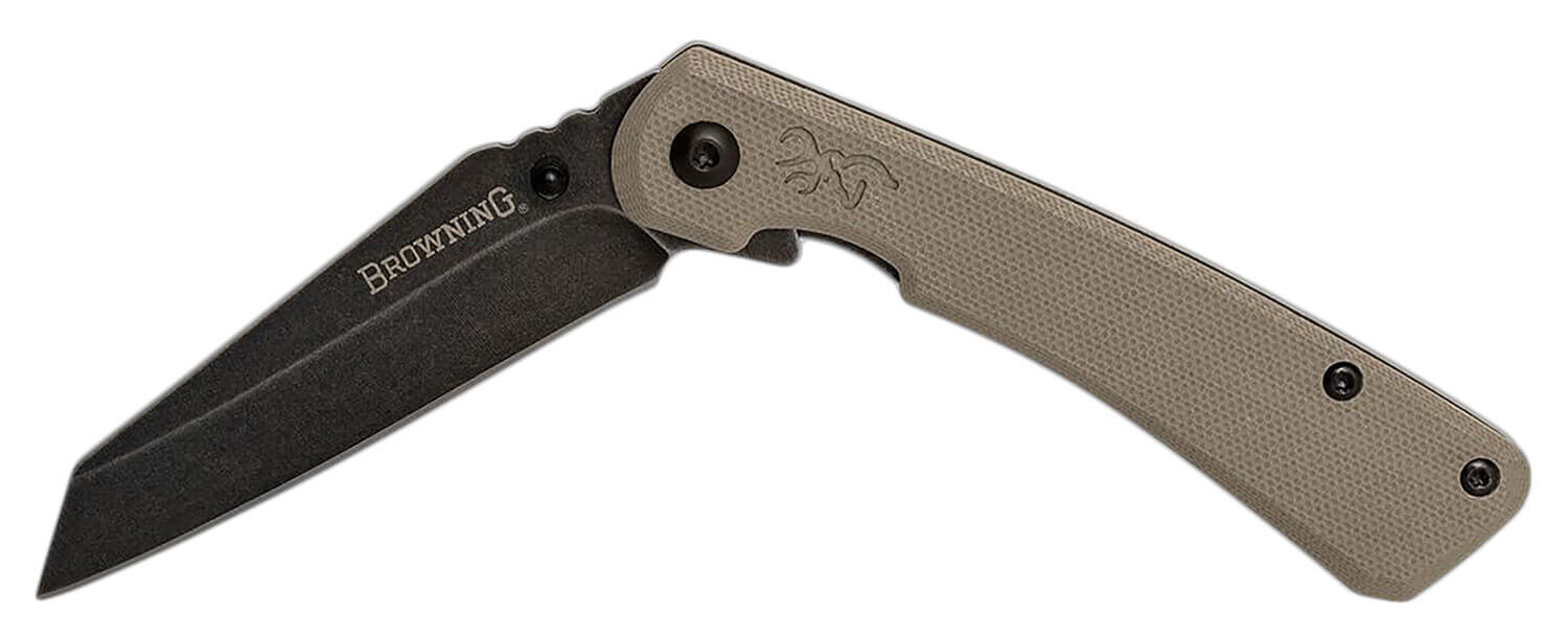 Browning 3220512 Branded Rock EDC 3" Folding Wharncliffe Plain Black Stonewashed 7Cr17MoV SS Blade Flat Dark Earth G10 Handle - Image 2