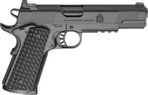 Springfield Armory PC9125LR 1911 TRP  45 ACP 8+1 5″ Black Match Grade Barrel  Black Cerakote Serrated Carbon Steel Slide & Frame w/Picatinny Rail & Beavertail  VZ Hydra G10 Grip
