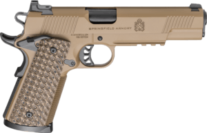 Springfield Armory PC9125LRCB 1911 TRP  45 ACP 8+1 5″ Black Match Grade Barrel  Coyote Brown Cerakote Serrated Carbon Steel Slide & Frame w/Picatinny Rail & Beavertail  VZ Hydra G10 Grip