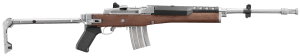 Ruger 5895 Mini-14  223 Rem/5.56 NATO 20+1 18.50" Matte Stainless Threaded Barrel  Matte Stainless Picatinny Rail  Receiver  Walnut/Stainless Wood Side Folding Side Folding Stock  Black Polymer Grip