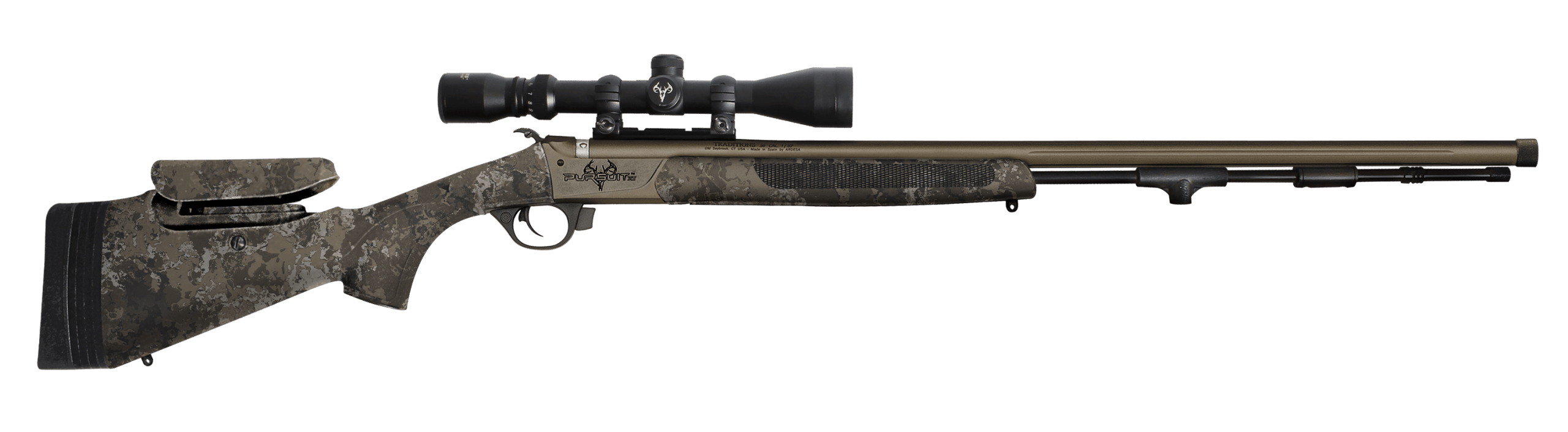 Traditions R53-746604534 Pursuit XT Pro w/Optics 50 Cal 26" Tungsten Cerakote Fluted/Threaded w/VAPR Twist Barrel Veil Alpine Synthetic Stock w/Adj Cheek Piece & LOP 3.5-10x44mm Duplex