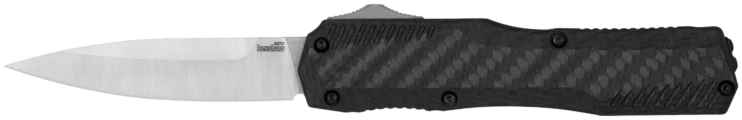 Kershaw 9000CF Livewire 3.35" OTF Dagger Plain Black PVD CPM MagnaCut Steel Blade Black Anodized Aluminum Handle