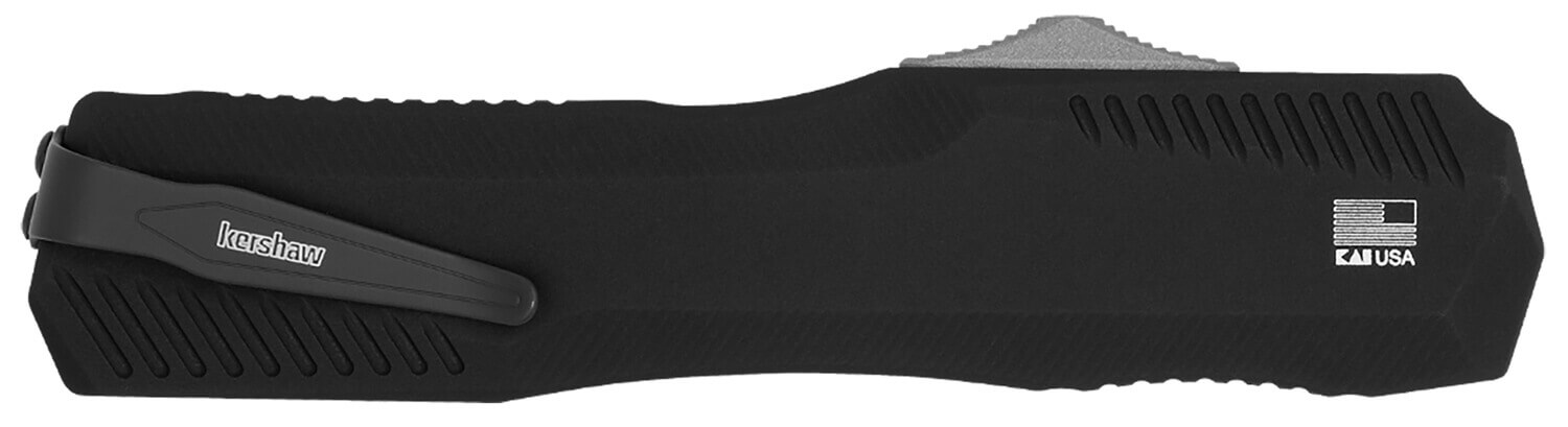 Kershaw 9000CF Livewire 3.35" OTF Dagger Plain Black PVD CPM MagnaCut Steel Blade Black Anodized Aluminum Handle - Image 2