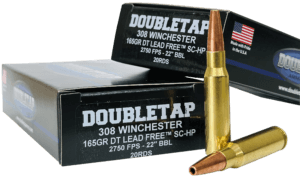 DoubleTap Ammunition 308W165X 308 Win 165 gr Lead Free Hollow Point 20rd Box DoubleTap Ammunition 308W165X 308 Win 165 gr Lead Free Hollow Point 20rd Box
