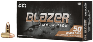 CCI 5296 Blazer Brass 9mm Luger 100 gr Full Metal Jacket 50rd Box CCI 5296 Blazer Brass 9mm Luger 100 gr Full Metal Jacket 50rd Box