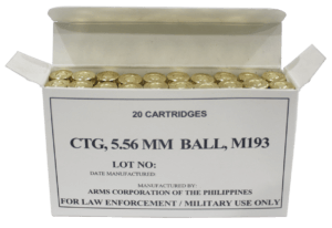 Armscor 50174 Precision M193 5.56x45mmNATO 55gr Full Metal Jacket 20rd Box Armscor 50174 Precision M193 5.56x45mmNATO 55gr Full Metal Jacket 20rd Box