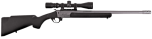 Traditions CR361130TT Outfitter G3 w/Scope 360 Buckhammer 22″ Tungsten Cerakote Chrome Lined Steel/ Target Crown Barrel  Tungsten Cerakote Drilled & Tapped Receiver  Adj Cheek Piece & LOP Black Synthetic Stock