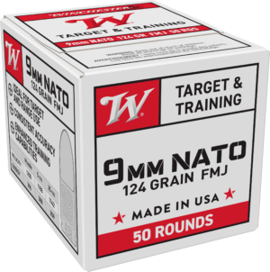 Winchester Ammo W9NATO50 USA  9mm NATO 124 gr Full Metal Jacket 50rd Box