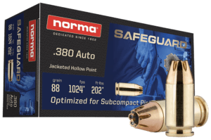 Norma Ammunition 803807680 Safeguard 380 ACP 88 gr Jacketed Hollow Point 50rd Box Norma Ammunition 803807680 Safeguard 380 ACP 88 gr Jacketed Hollow Point 50rd Box