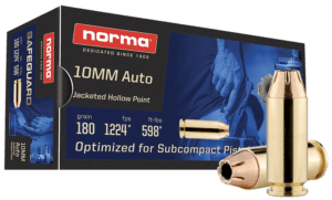 Norma Ammunition 801109265 10mm 180 gr Jacketed Hollow Point 50rd Box Norma Ammunition 801109265 10mm 180 gr Jacketed Hollow Point 50rd Box