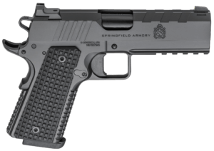 Springfield Armory PX9227L 1911 Emissary 9mm Luger 8+1 4.25″ Black Nitride Match Grade Bull Barrel  Black Cerakote Serrated/Tri-Top Cut Carbon Steel Slide & Steel Frame w/Beavertail & Picatinny Rail  Black VZ Thin-Line G10 Grip