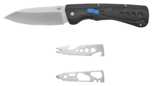 Camillus 19368 Inject  3.25″ Folding Drop Point Silver Carbonitride Titanium D2 Steel Blade  Black Textured Carbon Fiber Handle