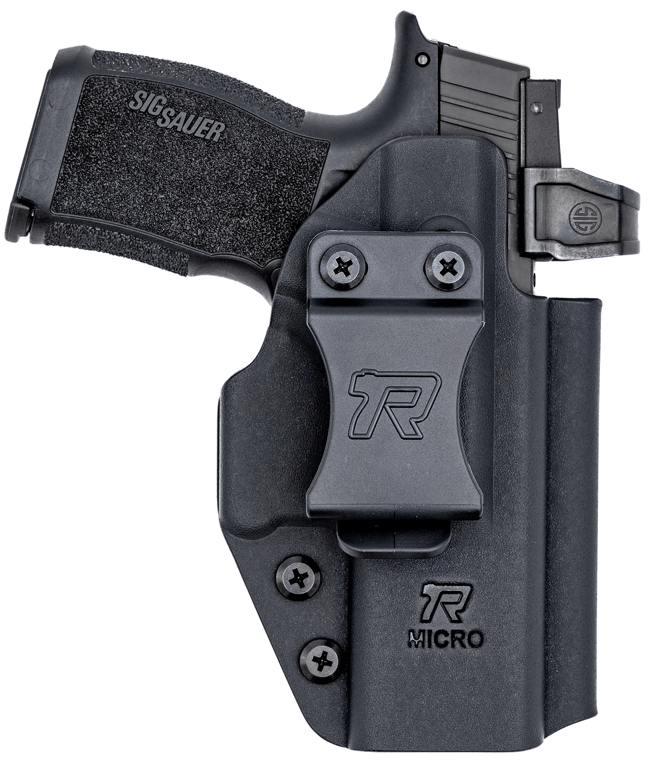 Rounded Gear RGUNVRSLCMPCTBLK Universal Kydex IWB Black Kydex Belt Clip Fits Compact Sized Handguns Right Hand