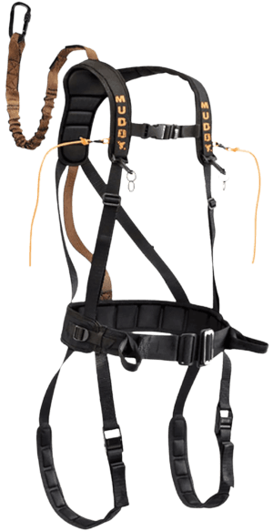 Muddy MUD-MSH400-L The Safeguard Safety Harness Lightweight Padded Nylon  Max Waist 40″  170-230 lbs. Capacity  Cam Leg Buckles