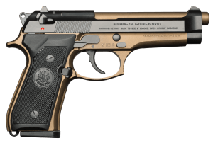 Beretta USA JS92F340M 92FS  Full Size Frame 9mm Luger 15+1 4.90″ Burnt Bronze Cerakote Steel Barrel  Satin Stainless Serrated Steel Slide  Burnt Bronze Cerakote Aluminum Frame w/Beavertail   Ambidextrous
