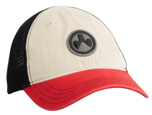Magpul MAG1105110 Icon Patch Trucker Hat Stone/Red/Black Adjustable Snapback OSFA Unstructured