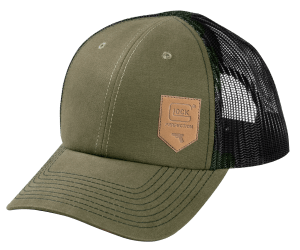 Glock AP95883 Chino  Olive Green/Black Mesh Hat w/Leather-Like Glock Shield Patch