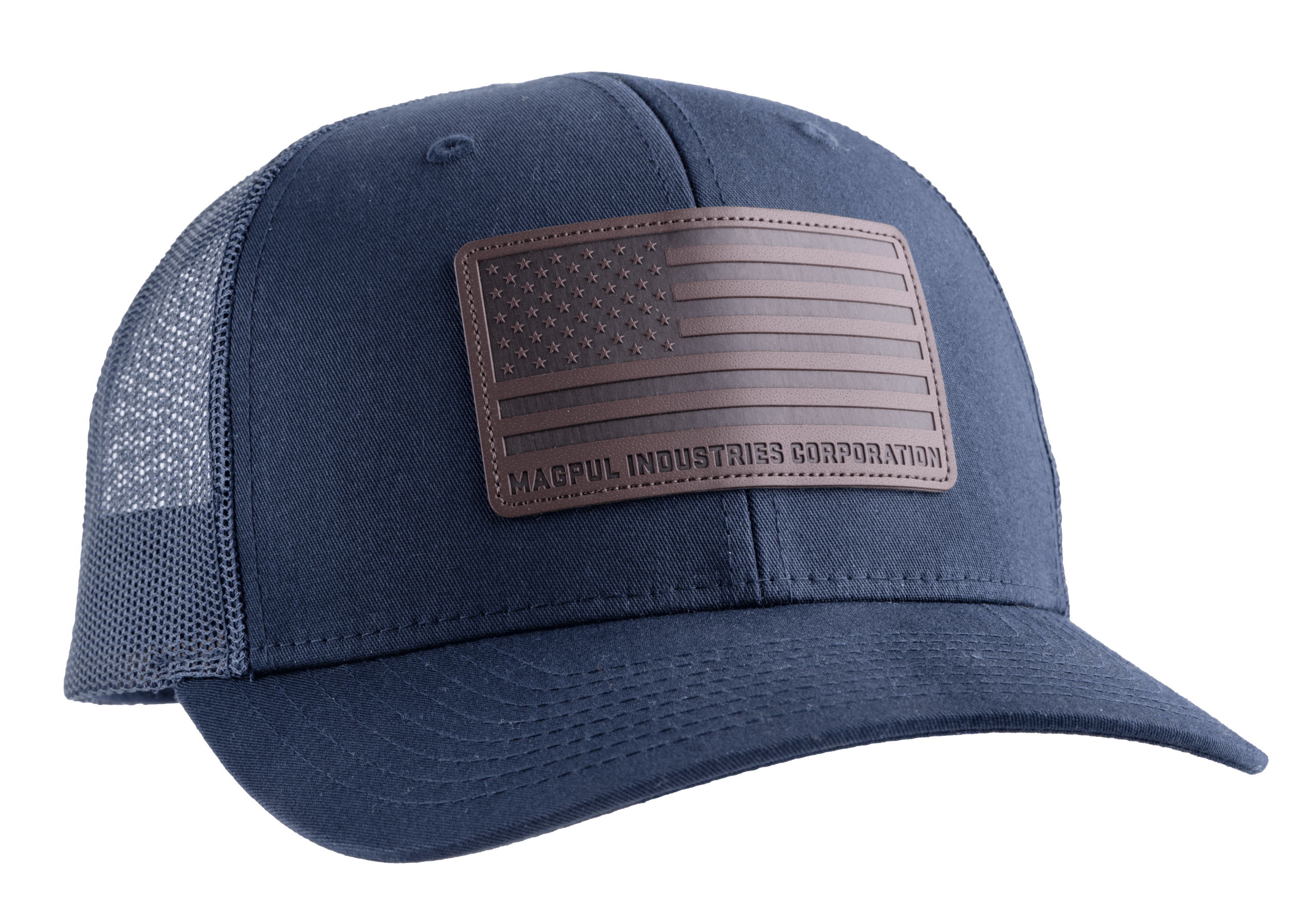 Magpul MAG1212410 Standard Trucker Hat Navy Adjustable Snapback OSFA Structured Leather Patch