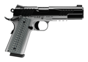 Savage Arms 67208 1911 Government 9mm Luger 10+1 5″ Black Stainless Steel Barrel  Black Nitride Serrated Stainless Steel Slide  Stainless Steel Frame w/Picatinny Rail  Black/Gray VZ Grip