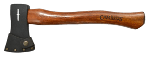 Camillus 19345 American Hickory Hatchet Plain Carbon Steel Blade  14″ Hickory Handle  16″ OAL  Includes Leather Sheath