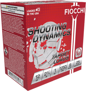Fiocchi 12SD1X8 Shooting Dynamics  12Gauge 2.75″ 1oz 8Shot 25rd Box