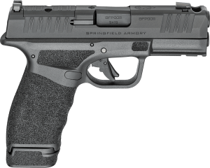 Springfield Armory HCP9379BOSPCOMP Hellcat Pro OSP Compact Frame 9mm Luger 15+1/17+1 3.70″ Black Melonite Steel Barrel  Black Melonite Integrated Compensator/Optic Ready/Serrated Steel Slide  Black Polymer Frame w/Picatinny Rail