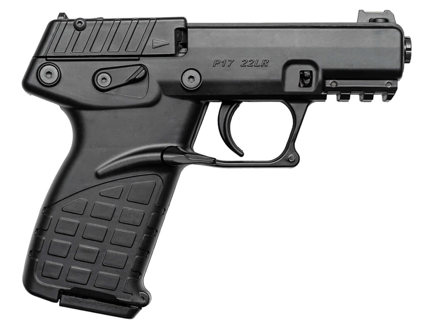 Kel-Tec P17BBLK10 P17 Compact Frame 22 LR 10+1 3.80" Black Threaded Barrel Black Serrated Slide Black Polymer Frame w/Picatinny Rail Textured Grip Ambidextrous - Image 2
