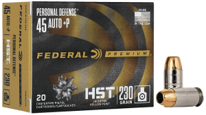 Federal P45HST1S Premium Personal Defense 45ACP+P 230gr HST Jacketed Hollow Point 20rd Box