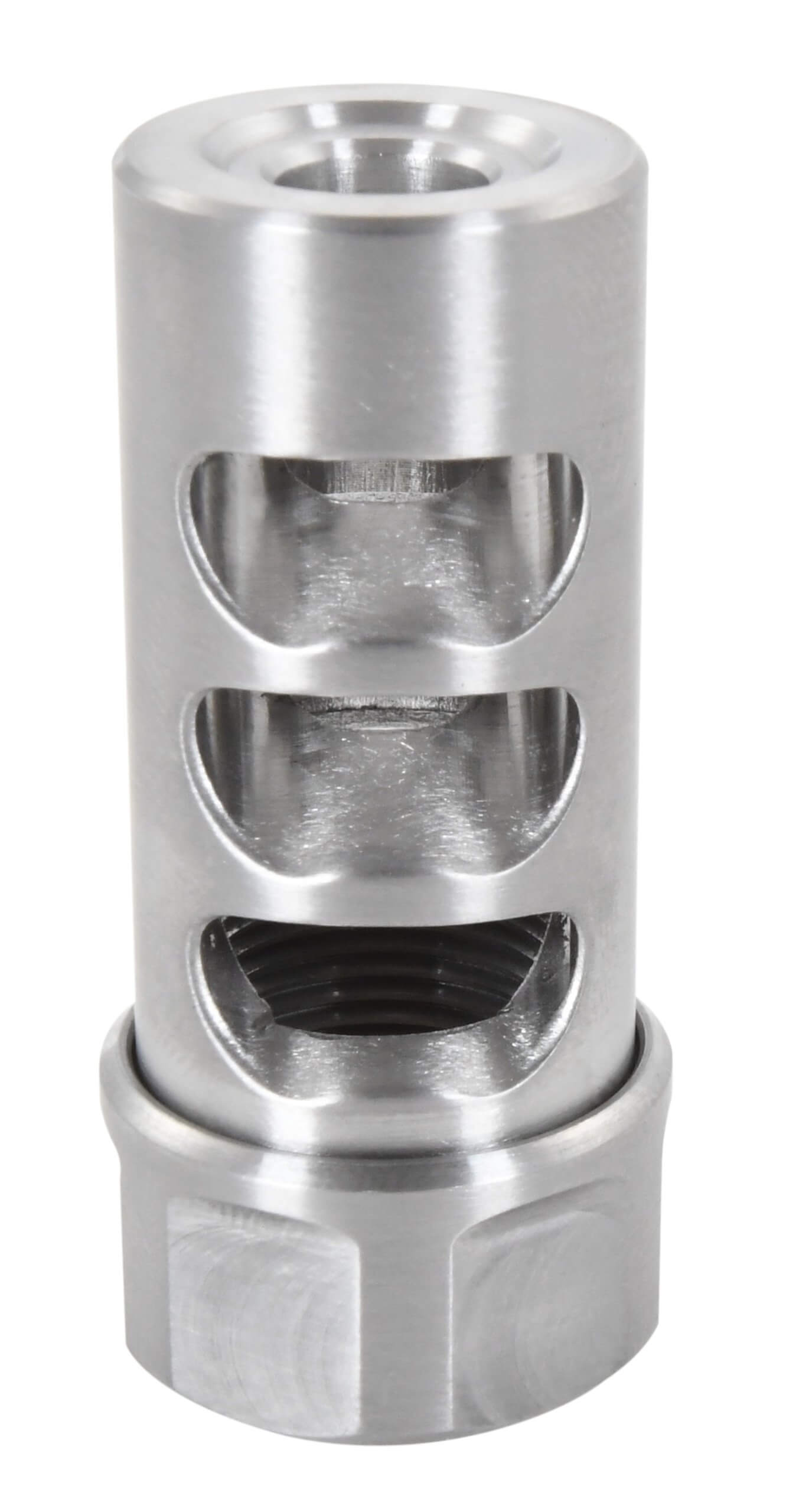 American Precision Arms G2M1230S Gen 2 Micro Bastard Self Timing Brake Stainless Steel with 1/2"-28 tpi Threads 1.86" OAL & .750" Diameter for 30 Cal AR-Platform & Hunting Rifles