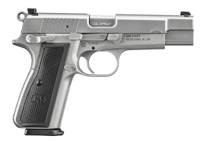 FN 66101116 High Power 9mm Luger 10+1 4.70″ Black Target Crown Steel Barrel Stainless PVD Serrated Steel Slide Matte Stainless Steel Frame w/Beavertail Black Textured Polymer Grip Ambidextrous FN 66101116 High Power 9mm Luger 10+1 4.70″ Black Target Crown Steel Barrel Stainless PVD Serrated Steel Slide Matte Stainless Steel Frame w/Beavertail Black Textured Polymer Grip Ambidextrous
