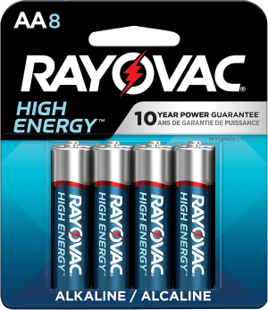 Rayovac 8158T03 AA HIGH ENERGY Alkaline Batteries  Silver/Blue 1.5 Volts 2 700 mAh (8) Single Pack