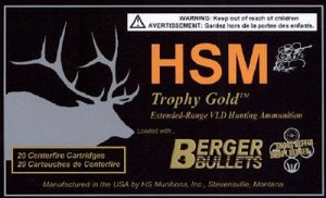 HSM 24387VLD Trophy Gold Extended Range 243 Win 87 gr Berger Hybrid Tactical Open Tip Match 20rd Box